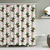 Vintage Christmas Floral Candy Cane Shower Curtain Festive Bathroom Decor for Home, Bath Tub Bathtub Easy Care Fabric Green Berr