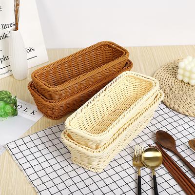 Handmade Rattan - Look Storage Basket Handwoven Spoon Chopsticks Storage Basket Kitchen Cutlery Bread/Vegetables Basket