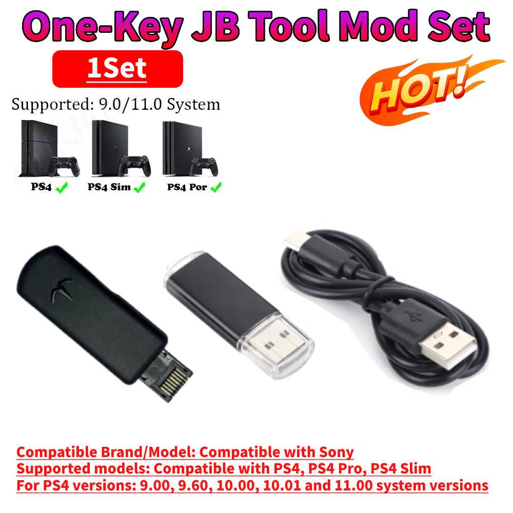 

One-Key JB Tool Mod Set USB Dongle for PS4/PS4 Pro/PS4 Slim FW 9.0-11.0 System JB USB Adapter with Ethernet Type-C Cable Kit