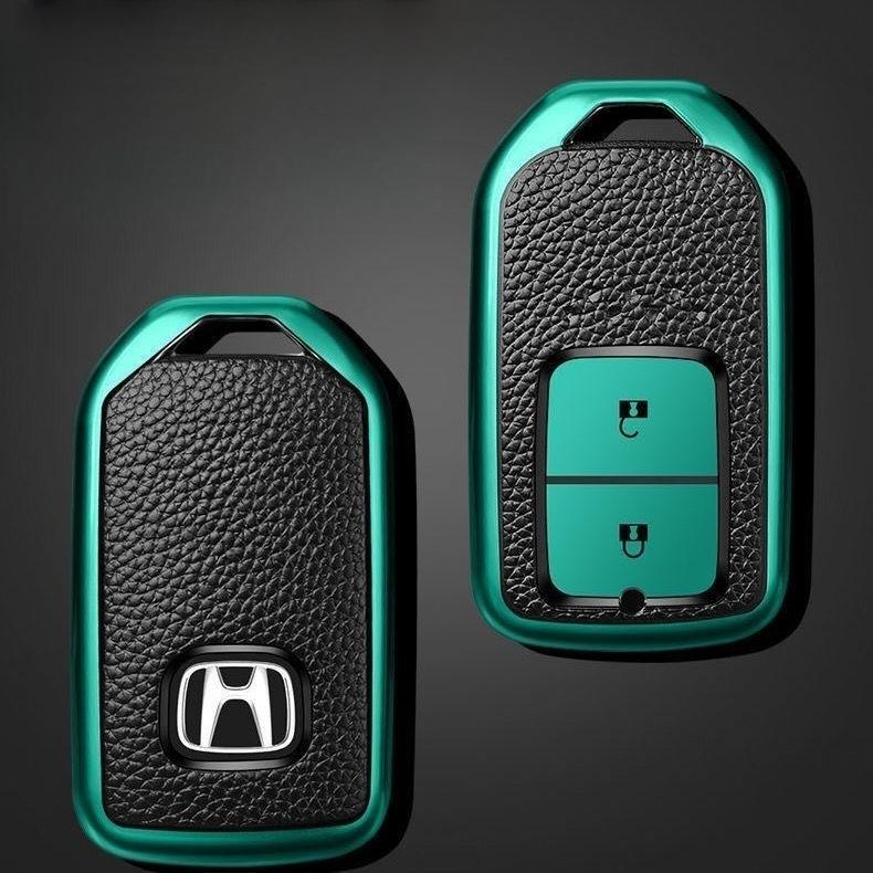 Leather TPU Car 24 Buttons Key Cover Case Shell for Honda Accord Civic City Crider CRV CR-V Jade XR-V HRV Odyssey Vezel Accessories