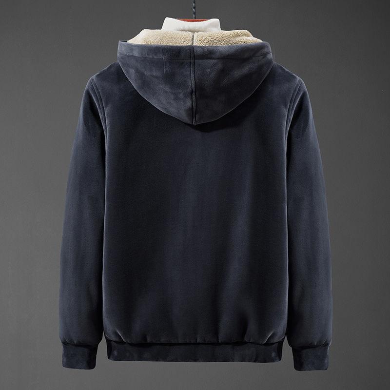 Winter Men 'S Plus Fleece Hoodie Thicken Hooded Jacket Loose Plus Size Warm Top