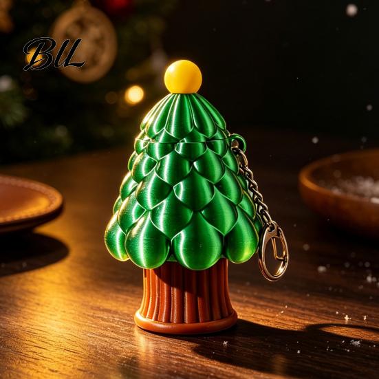 Tree Shaped Keychain Retractable Christmas Longsword Toy, 3D Printed Xmas Stress Relief Fidget Toy Keychain, Holiday Mini for Backpack Charm