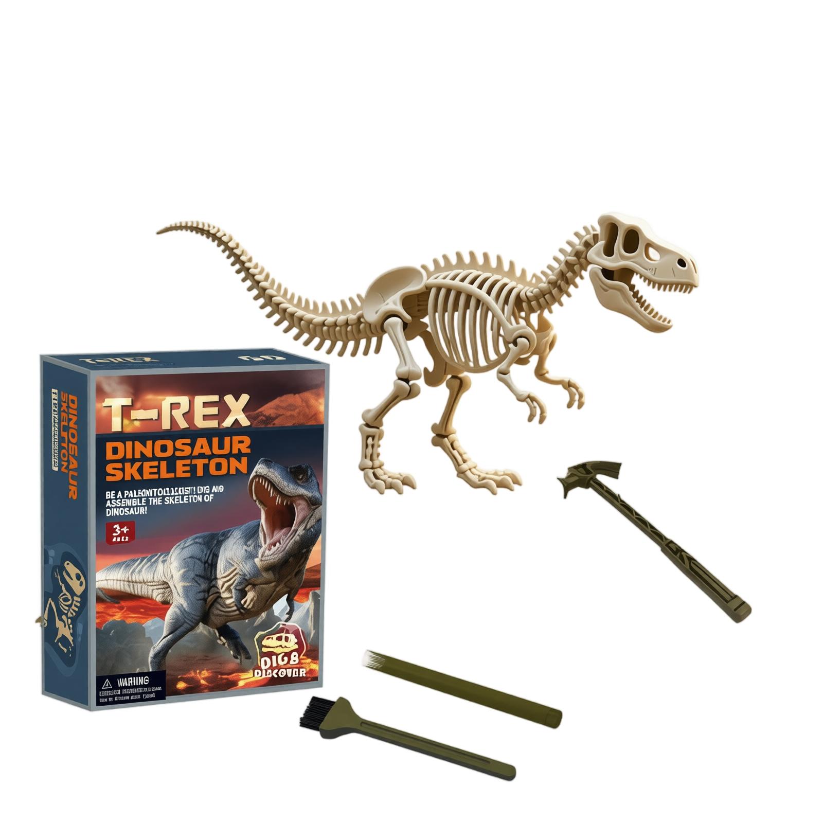 T-Rex Dinosaur Skeleton Excavation Kit with Tools Educational Archaeological Dig Toy for Kids Assembleable Dinosaur Bone Model Set One Size
