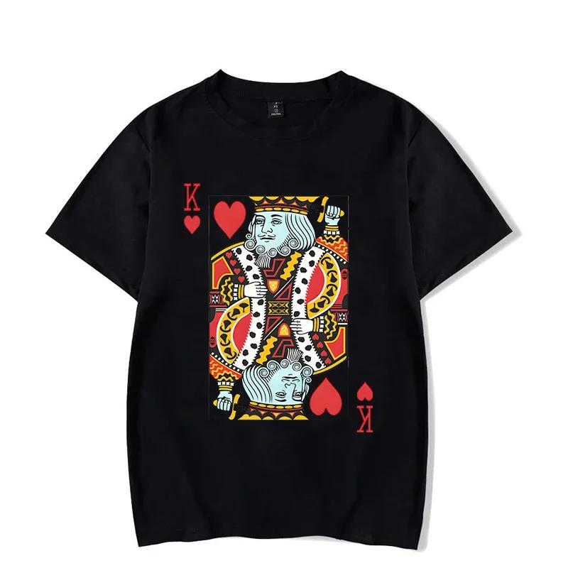 Playing Cards Heart Graphic T Shirts Couples Y2k Fashion Queen King Tees Funny Boyfriend Girlfriend Tee Loves Shirt