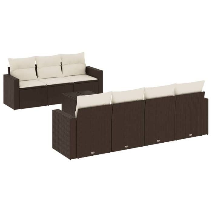 VidaXL Garden Lounge Set with Cushions 8 Pcs, Patio Sofas, Patio Furniture Set, Outdoor Furniture, Brown 3251070
