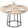 Round Dining Table for 4-6, 120 x 75 cm Diameter, Conical Metal Base, Natural Wood