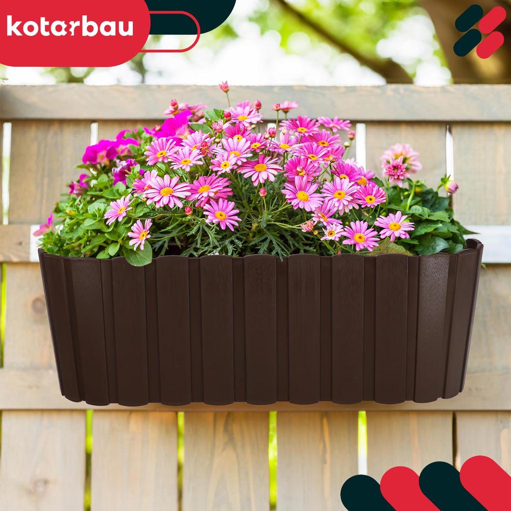 Kotarbau® Balcony Box Flowerpot For Railing Oval Rustic Brown 400 Mm Set Of 6