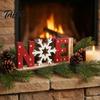 Wood Letter Ornament Wooden Christmas Table Sign, XMAS SNOW NOEL Tabletop Sign with Noel Base, Hollow Centerpiece for Xmas Party Decor Festive Signs