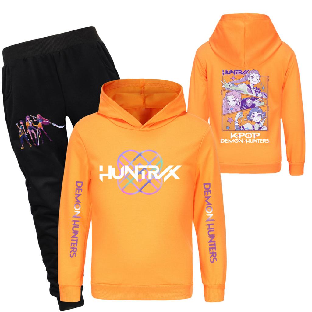 Children's Hooded Top And Pants Two-piece Tracksuit Set Long-sleeved Printed Sweatshirt Set