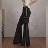 unifree Retro Colorblock Distressed Flared Casual Pants