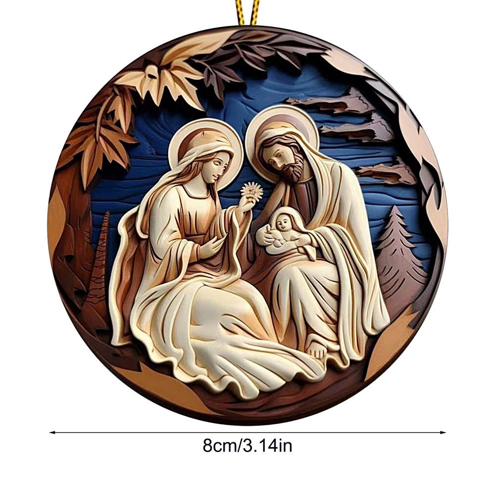 2D Acrylic Jesus Nativity Scene Pendant Christian Tree Ornament The Birth Of Jesus Pendant Home Navidad Decor New Year Xmas Gift
