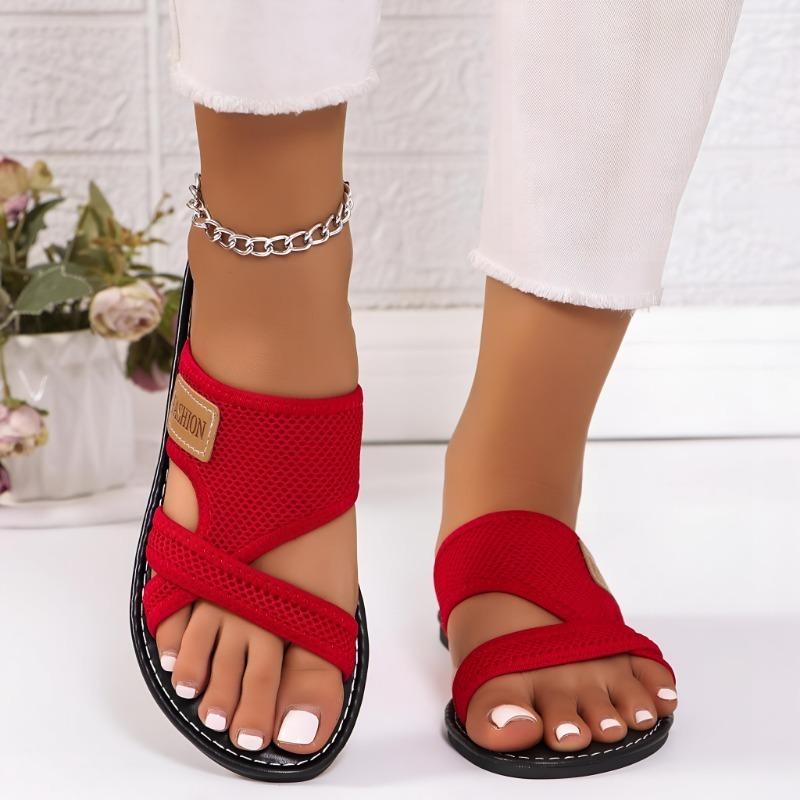 

Summer, Fish Mouth, Casual, Sandals, Flat Bottom, Breathable, Mesh Shoes, Non Slip, Beach, Casual Sandals 43 красный