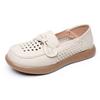 Spring Summer New Genuine Leather Women Flat Shoes Soft Sole Hollow Out Comfort Mother's Shoes Sandals Flat Non Slip Women Shoes