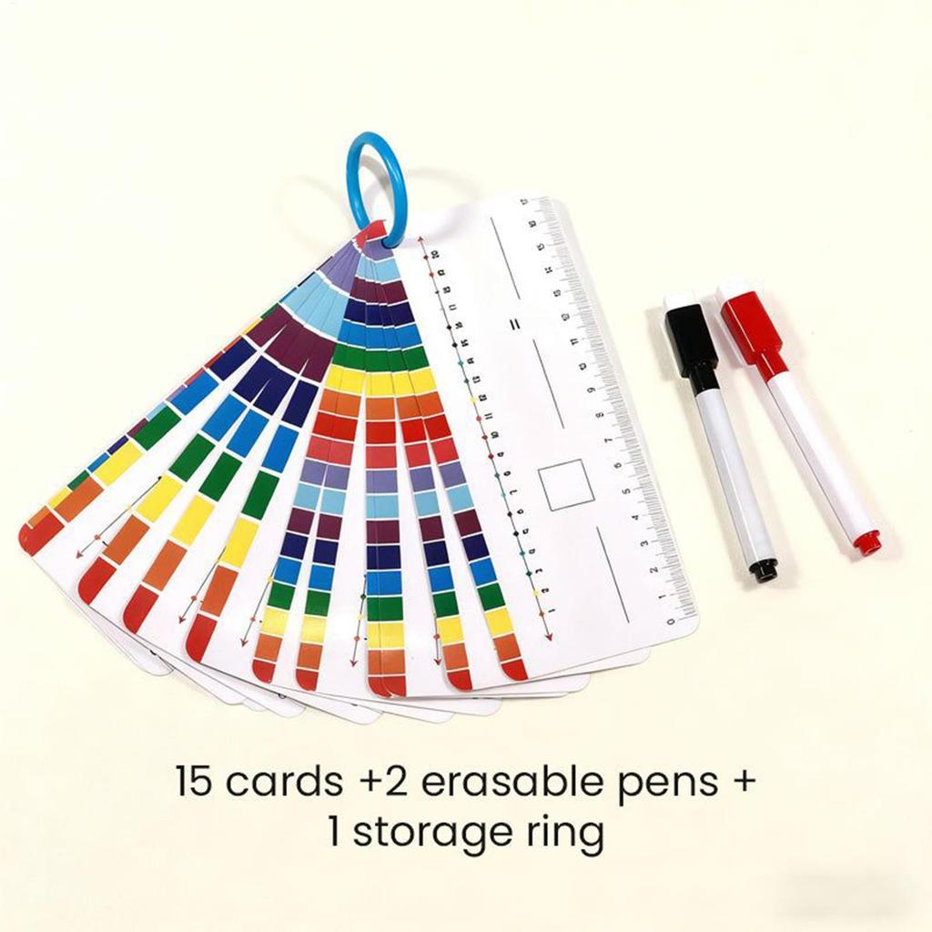 Ensemble de Mathématiques Ligne Numérique Effaçable Cartes Flash Double Face avec Anneau de Rangement pour l'Apprentissage de l'Addition et de la Soustraction à la Maison