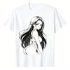Sexy Waifu Otaku Anime Japanese In Black And White Art Tshirt Unisexs Printed Tshirt