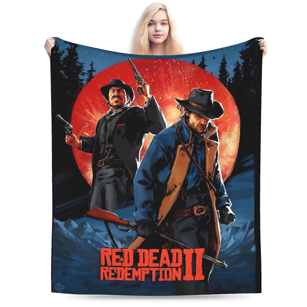 Red Dead Redemption 2 Blanket Warm Soft Graphic Plush Bedding Throws For Bedroom Airplane Travel Flannel Bedspread Bed Cover