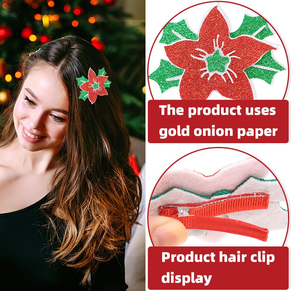 Delightful Christmas Themed Bow Hair Clips With Sparkling Reindeer And Snowflakes