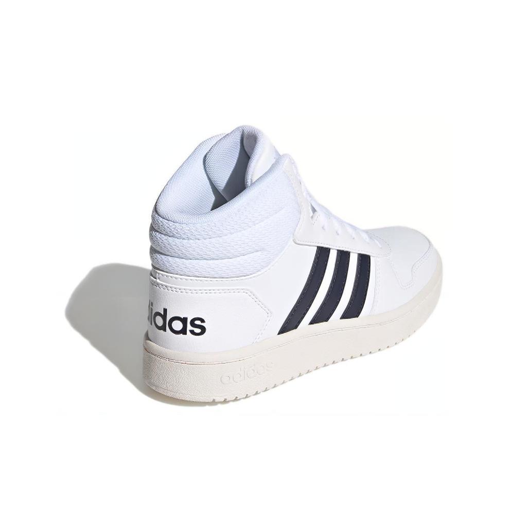 Adidas Neo Hoops 2.0 K Synthetic Leather Abrasion Resistant Mid top Kids' Skateboarding Shoes White Black Kids' FY7700
