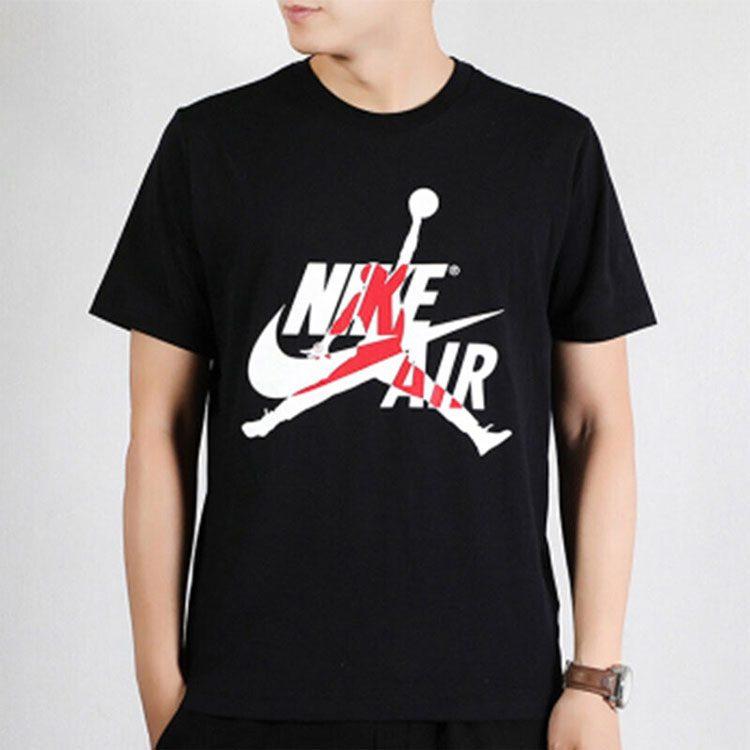 Jordan Air T Shirts Men's Black Crew Neck Moderate Straight Fit DH9493-010