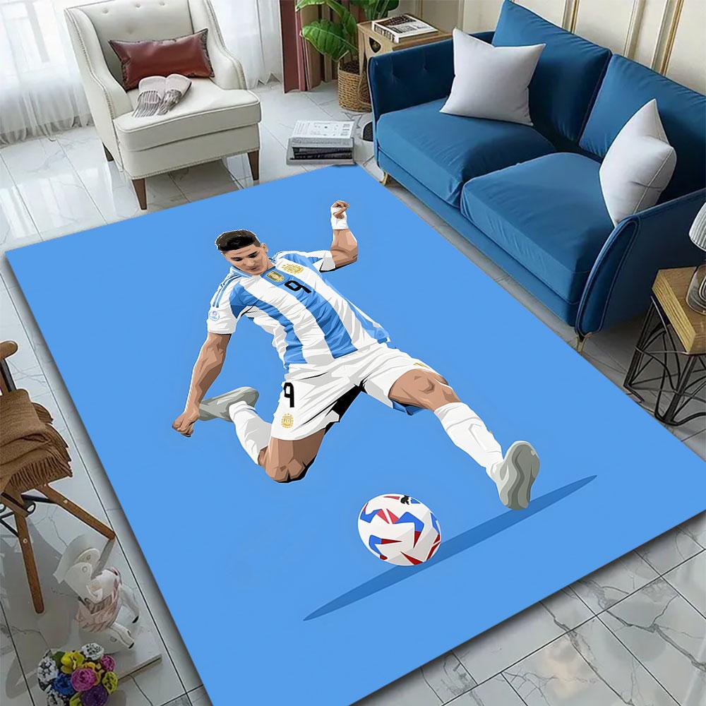 Soccer Player in Action Patterned carpet, suitable as a non slip play mat for the living room and bedroom sofa