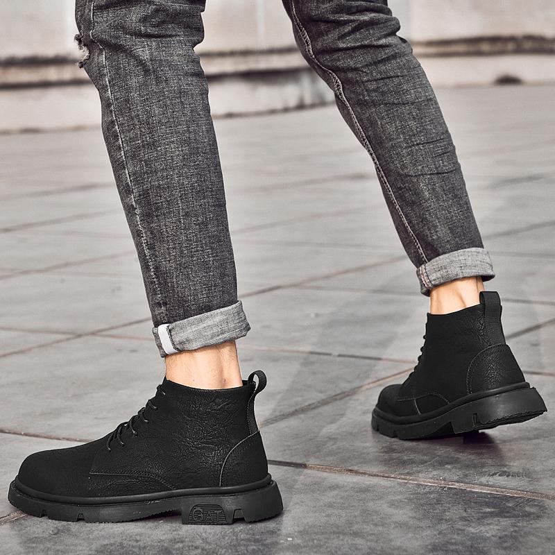 Winter Hot Selling Men's Leather Casual Shoes Thick Soled British Style Outdoor Workwear Shoes Men's Business Short Boots