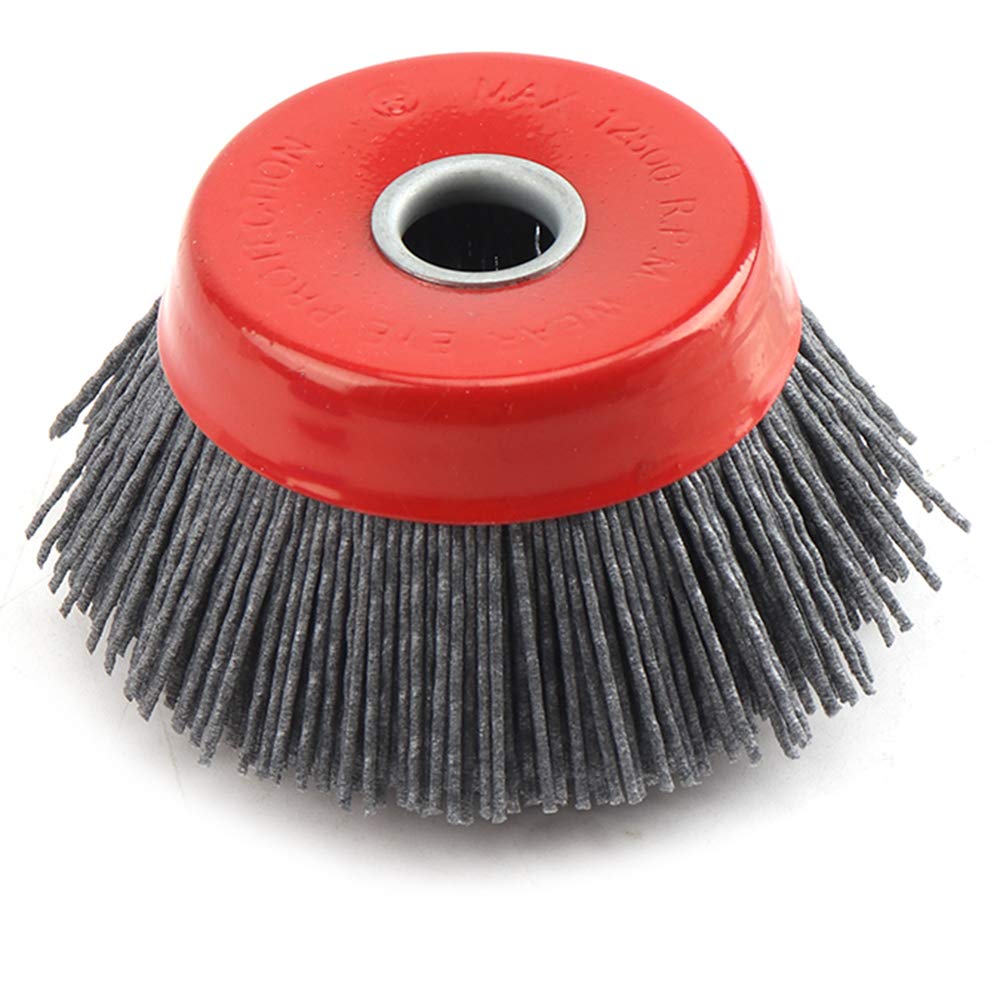 4'' x 5/8'' Nylon Filament Wheels Cup Brush Set for Angle Grinder Grit 120,Nylon Drill Brush Kit for Removal Rust Corrosion Paint(1Pcs-Gray Cup Rush)