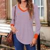 Camicie da donna a maniche lunghe a sbuffo, tuniche autunnali a maniche lunghe con scollo a V plissettato e stampe