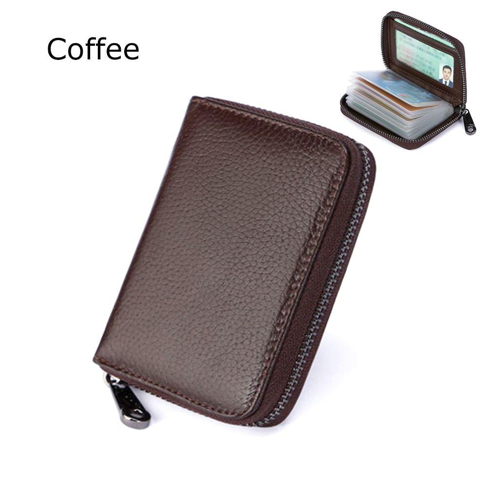 Practical Women Men 20 Detents Credit Card Holder Multi-function Zipper Leather Wallet Business Card Purses Fashion Card Case