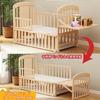 Areden Wooden Infant Bed Durable Baby Easy Adjustable Fall Simple and Stylish Suitable for Newborns and Babies of Various Compact Mosquito Wood Color