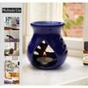 Ceramic Clay Candle Operated Aroma Burner|Oil Diffuser Coming with 1 Tea Candle (Blue ; 9 Cm)