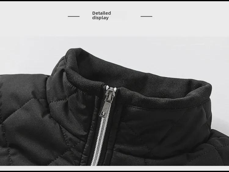 Herren Cross-Border Stehkragen Baumwollmantel: Rautenkaro, Plus-Samt, lässig, All-Match für Menschen mittleren Alters und Jugendliche.