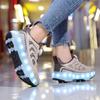 Kids Lights Sports Shoes Rubbing Shoes Charging and Disassembling Four Wheels Slide Shoes LED Kids Glowing Sneakers