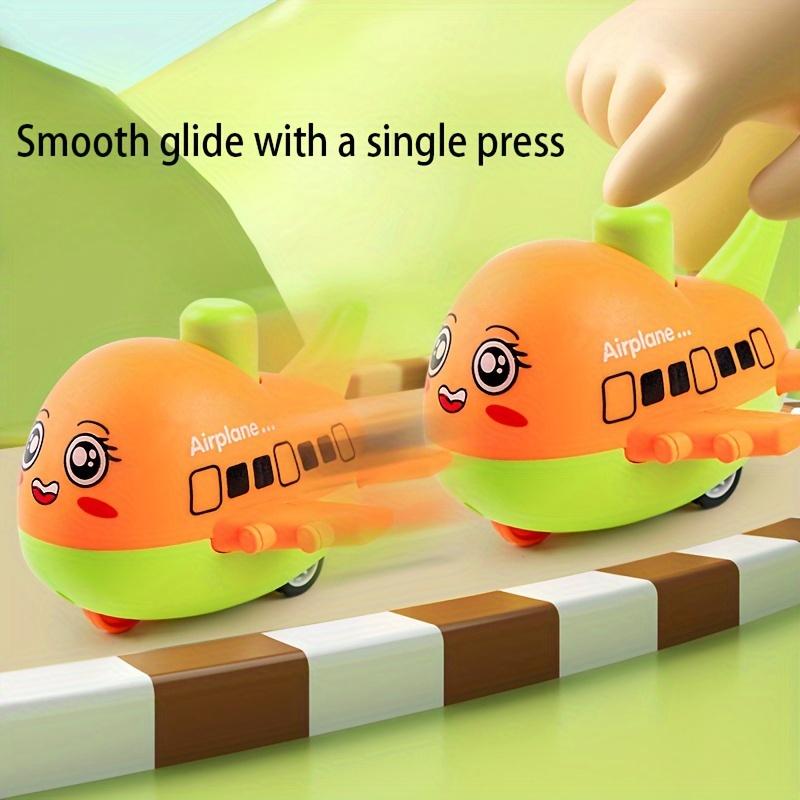 1pc FunPlay Cartoon Airplane Model Toy for Kids, Plastic Press and Glide Vehicle,Battery Free,No Special Features,Limited Control Range Mixed Colors
