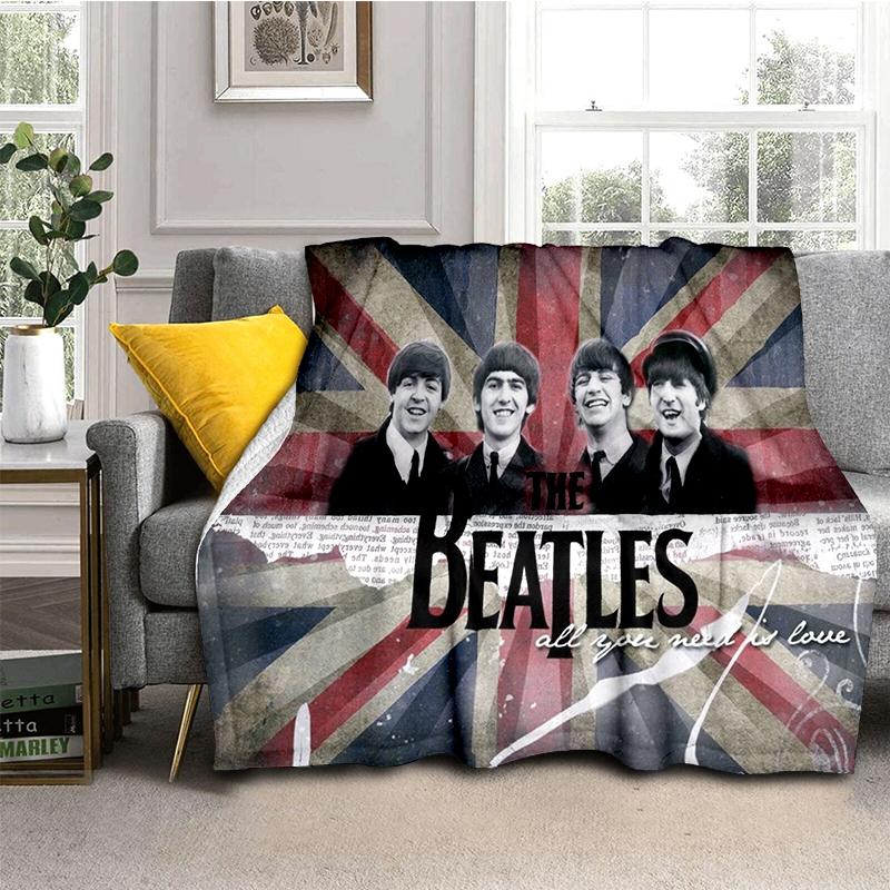 Coperta Flanella 3D The B-Beatles Rock Band Star Morbida Calda Plaid per Camera da Letto Soggiorno Letto Viaggio Campeggio Picnic Regalo