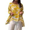 Damen lockere lässige Chiffonbluse Langarm bedruckt Oversized Tunika Top Leichtes atmungsaktives Gewebe Bequeme Passform