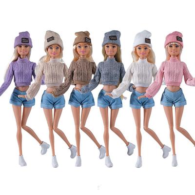 Fashion Doll Knitted Sweaters Pants Winter Clothes for 1/6 BJD 28~30cm Dolls Kids Toys