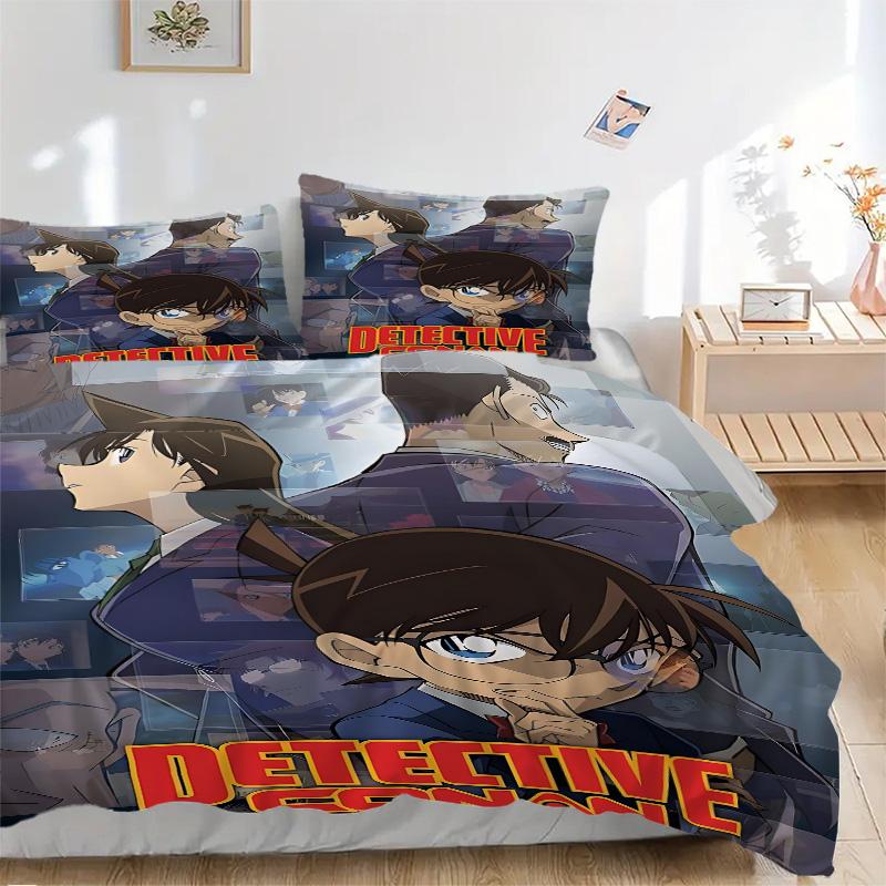 Detective Conan Mystery Print 3Pcs Bedding Setduvet Cover With 2 Bedropillowcase Home Birthday Gift