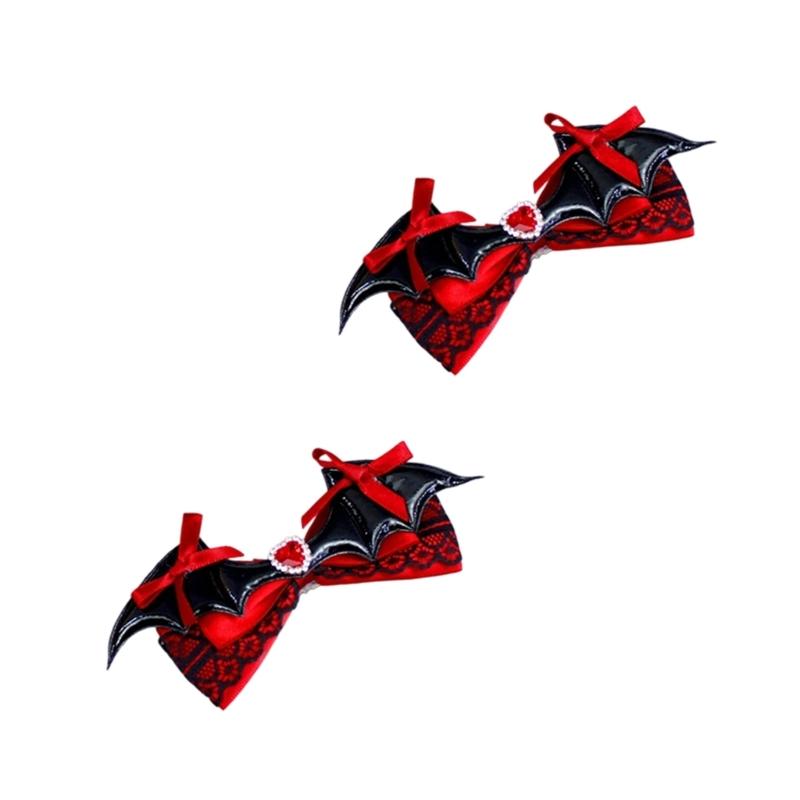 Fledermaus Haarschleifen Clips, Halloween Haarspangen mit Krokodilklemmen, Halloween Cosplay Kostüm Haarschmuck für Damen