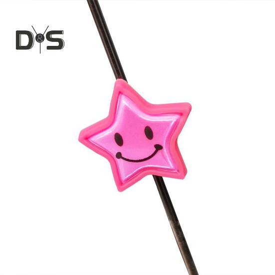 10 pezzi Clip per raggi di bicicletta, riflettenti, colorati, sorridenti, a forma di stella a cinque punte, clip decorative per mozzo ruota di bici da strada e mountain bike, morsetto decorativo per bici