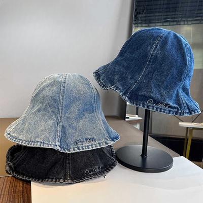 Retro-Wasch-Cowboyhut für Damen Koreanischer Stil Fischerhut Großer Kopfumfang Zeigt Gesicht Kleiner Beckenhut Vielseitiger Eimerhut