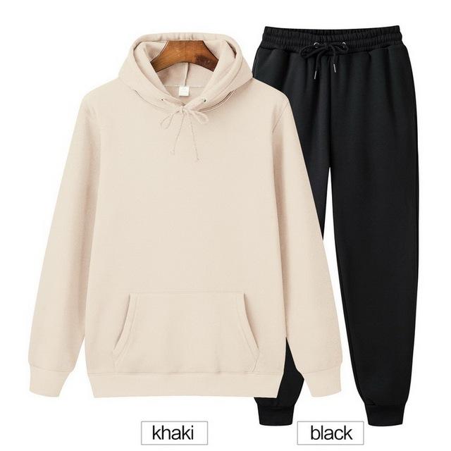 Einfarbiger Hoodie Zweiteiliges Set Kapuzenpullover Damen Hoodie Herbst Herren Hoodie + Hosen Sets