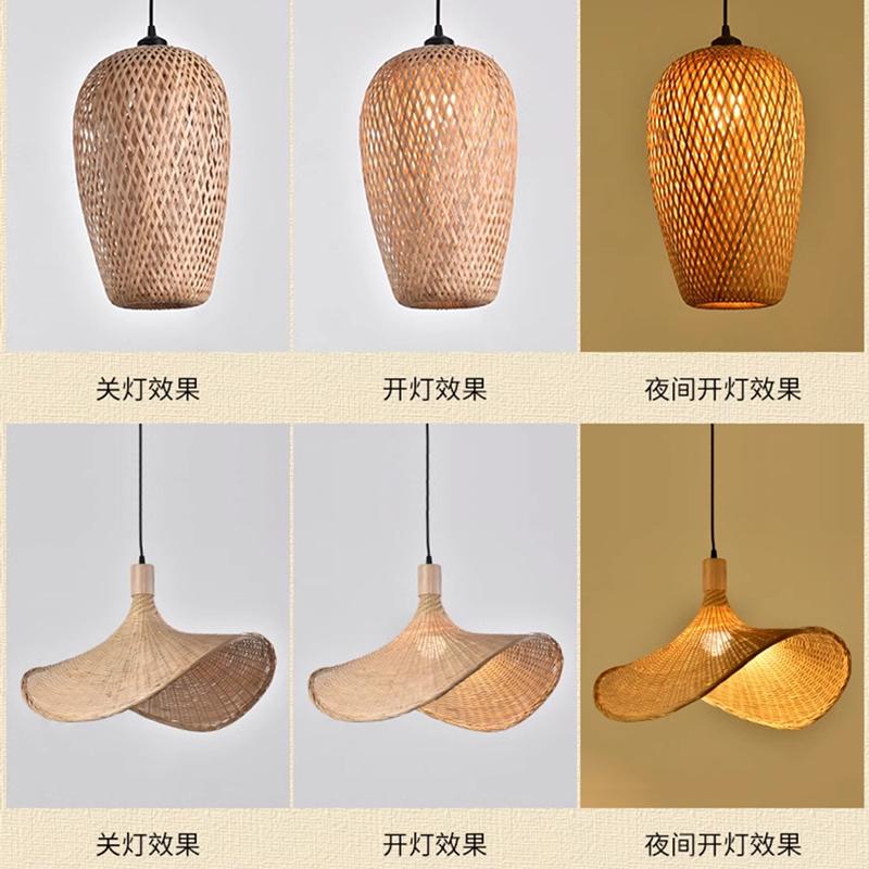 Newest Bamboo Pendant Lamp Ceiling Lights Rattan Wicker Lustre Hand Knit Braiding Suspended Home Dining Braided Indoor Decor Hot