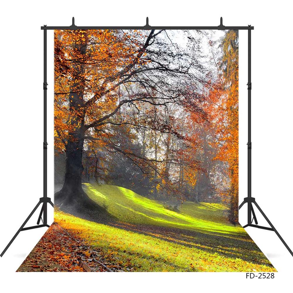 Yellow Leaves Forest Vinyl Photographic Backgrounds Backdrops  Photocall for Wedding Baby Children Photo Studio Photophone