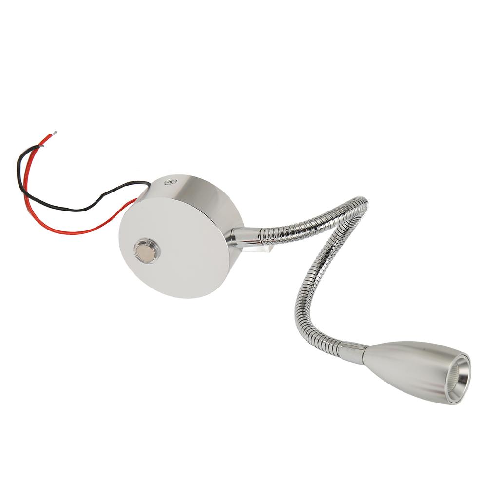 LED RV Gooseneck Bed Light with USB Port Type C Port Touch Control  12‑24V Soft Light RV Bedside Reading Lamp for   Van Boat