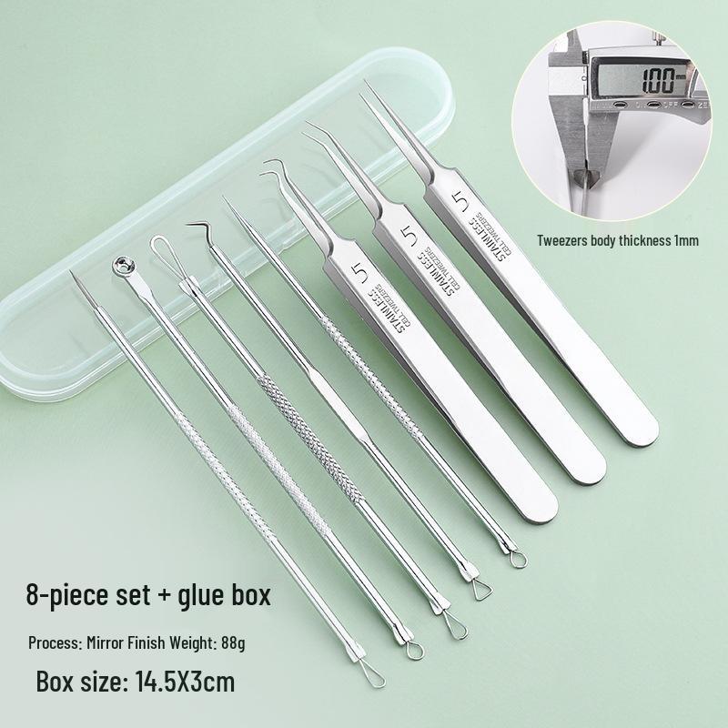 Stainless Steel Blackhead Remover Tool Set: Clips and Needles for Acne and Pimple Care