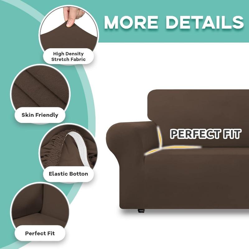 Stretch Couch Covers Cushion Silk Sofa Spandex Non-Slip Soft Spandex Sofa Cover Slipcovers Extensible 1/2/3/4 Seater Sofa Covers