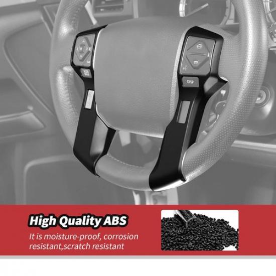 Matte Black Steering Wheel Button Decor Cover Trim Bezels ABS For 4runner 2010+