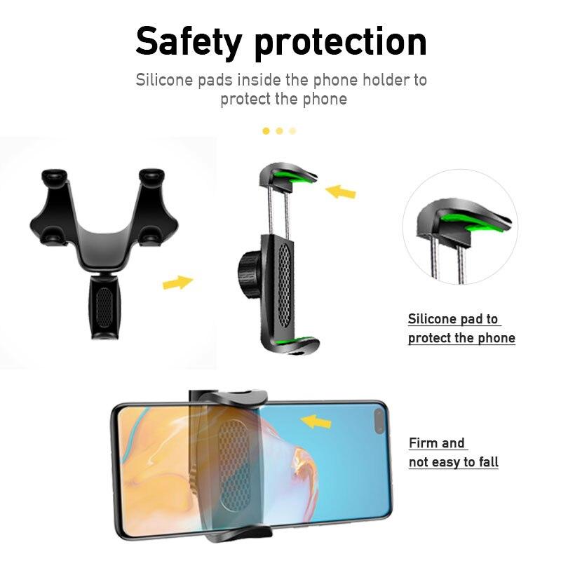 1Pc Car Rear View Mirror Phone Holder Interior Mobile Stand Rearview Mirrors Car Phone Cradle Support for GPS Cell Phone Mount