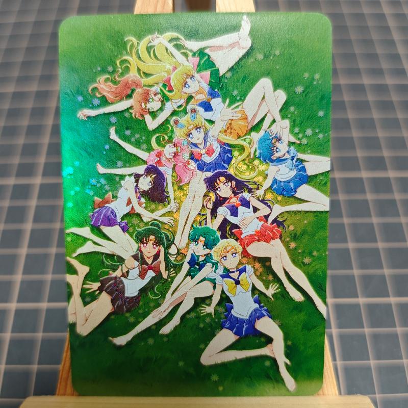 Diy Sailor Moon Colorful Flash Self Control Collect Signature Trading Flash Card Anime Cartoon Gift