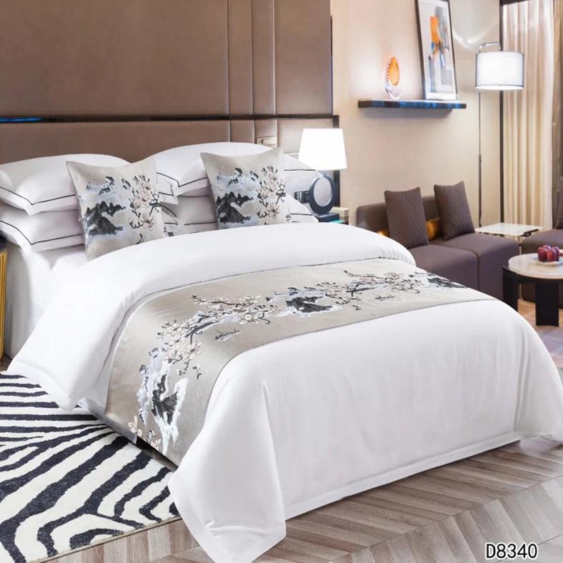New Bed Tail Flag Decorative Cloth Home Textile Bedding Embroidered Long Strip Bed Cover Table Flag Universal in Multiple Colors